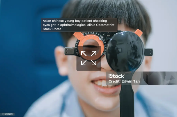 Photo: child during an eye test