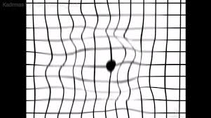 Distorted Vision: Straight lines may look wavy.